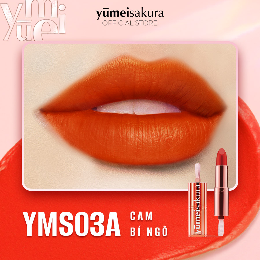 Son Thỏi Lì Mịn Chotto Matte Yumeisakura Cam Bí Ngô Pumpkin Orange Lipstick YMS03A 3.5g