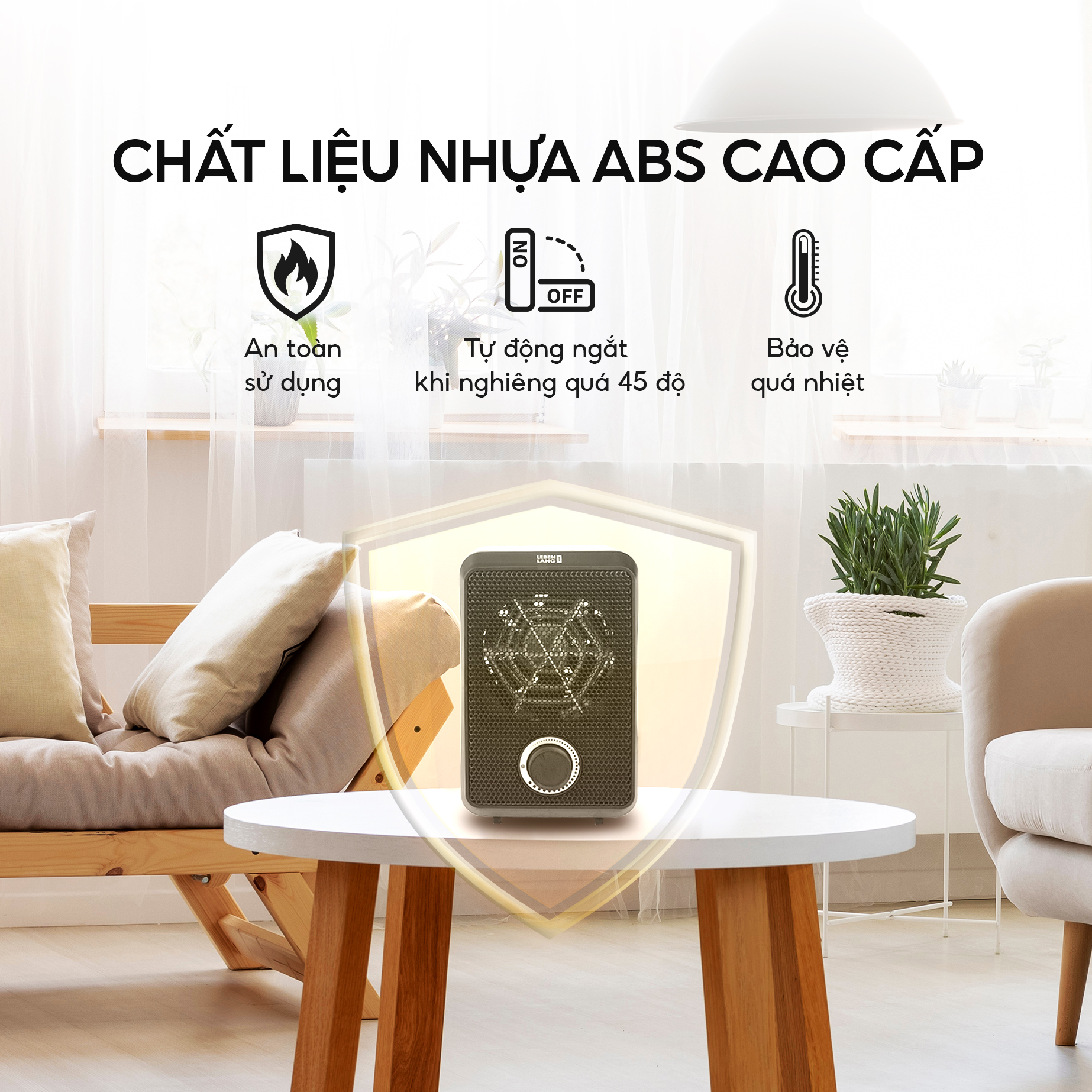 Máy sưởi mini để bàn Lebenlang LBL0276, công suất 600W, làm ấm góc rộng, nóng nhanh, thiết kế nhỏ gọn tiện lợi, bảo hành 2 năm - hàng chính hãng