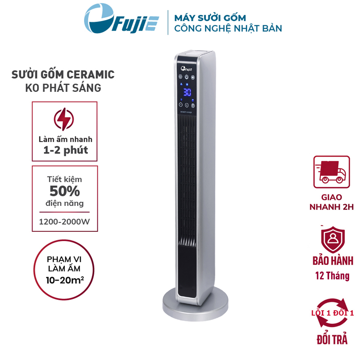 Quạt Sưởi Gốm Ceramic Fujie CH-2200 - Hàng Chính Hãng