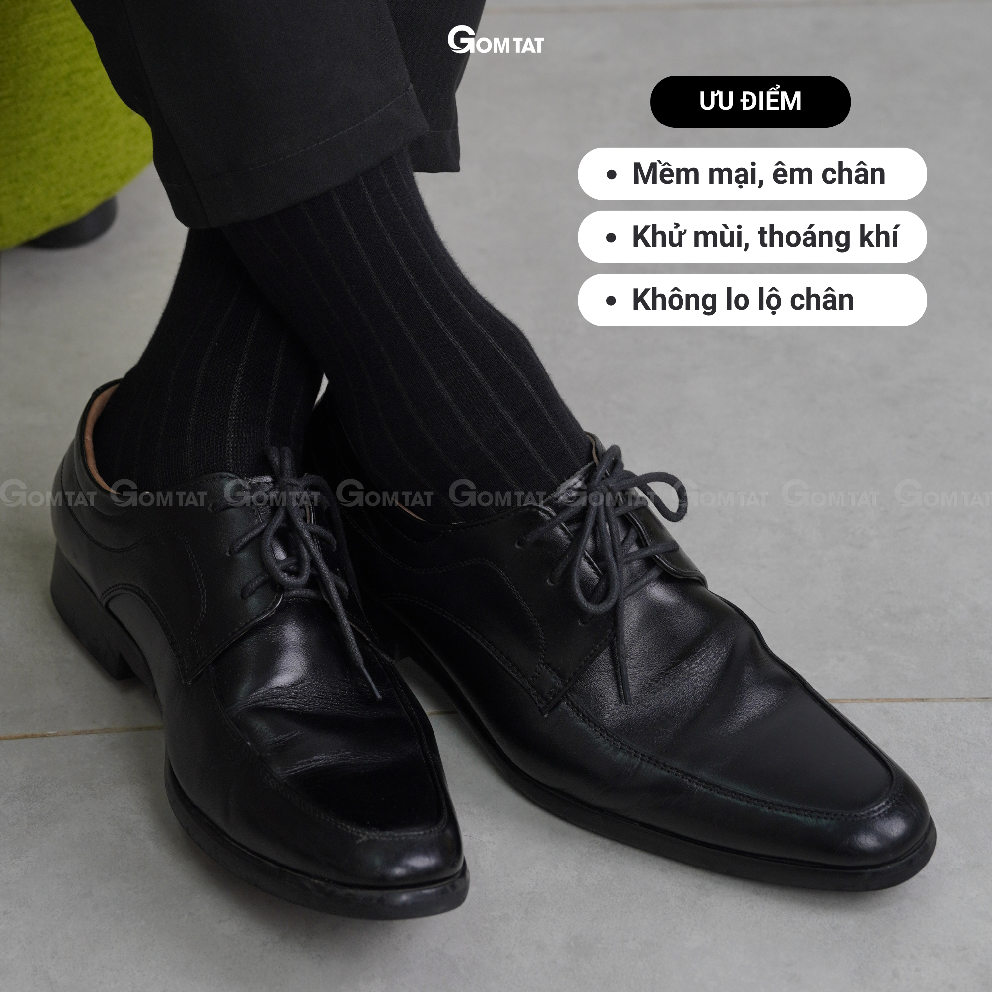 Tất đi giày tây chất liệu cotton cao cấp, vớ nam công sở họa tiết gân chìm lịch lãm - GOM-TAYGANCHIM-1DOI
