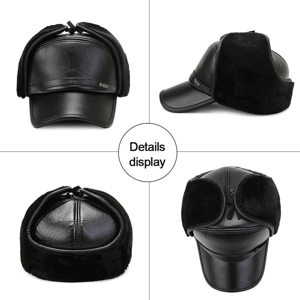 Mùa đông ấm áp mũ nam giới da đen mũ bóng chày mũ mũ cho nam snapback nữ ngủ trên núi Color: Black1