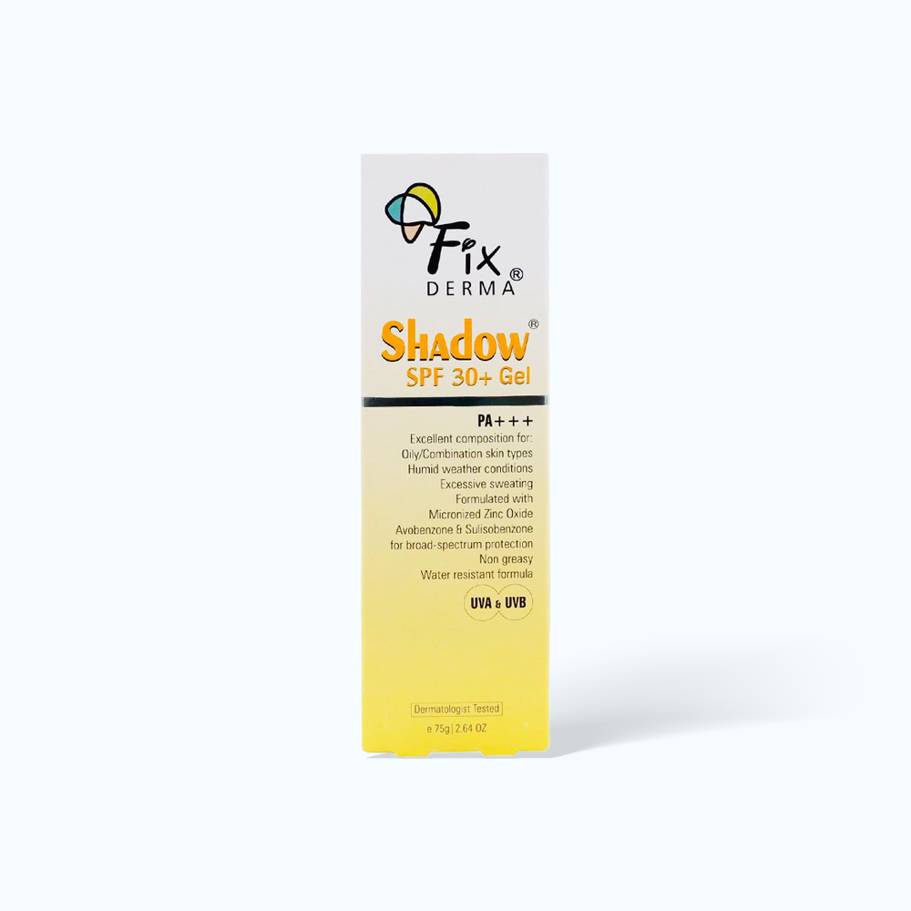 Gel chống nắng FIXDERMA SHADOW SPF 30+ giúp dưỡng ẩm và bảo vệ da (Tuýp 75g)