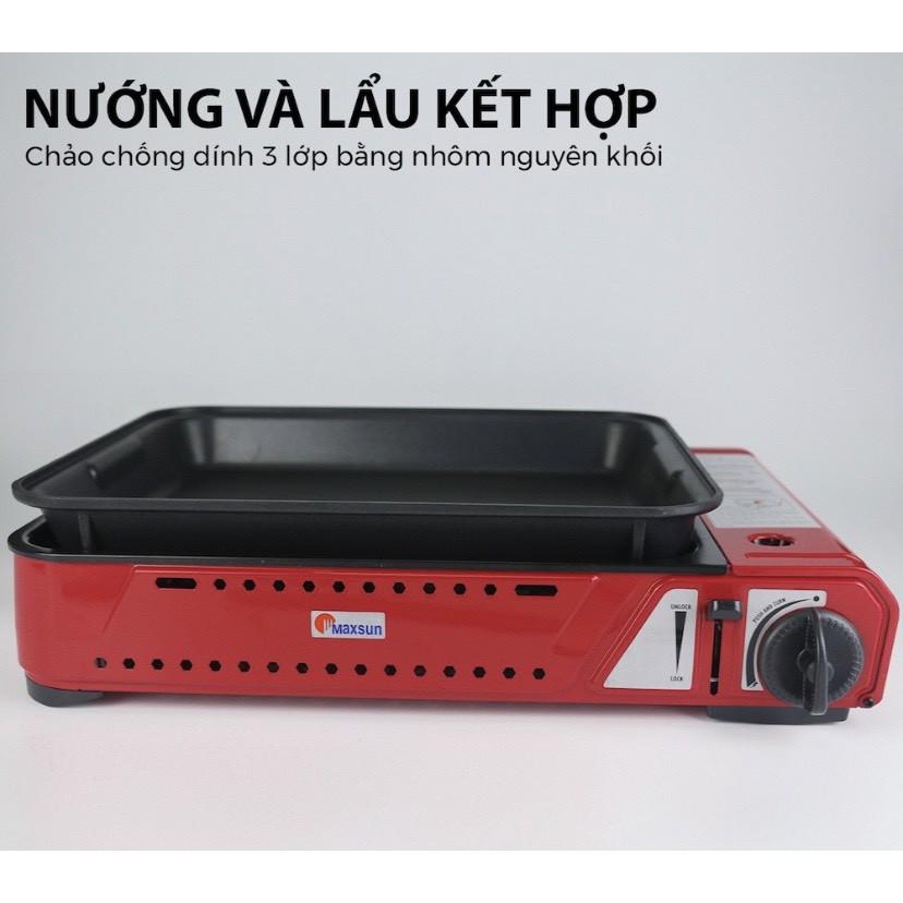 Bếp gas du lịch đa năng Hàn Quốc MS-08  tặng kèm Chảo chống dính sâu lòng