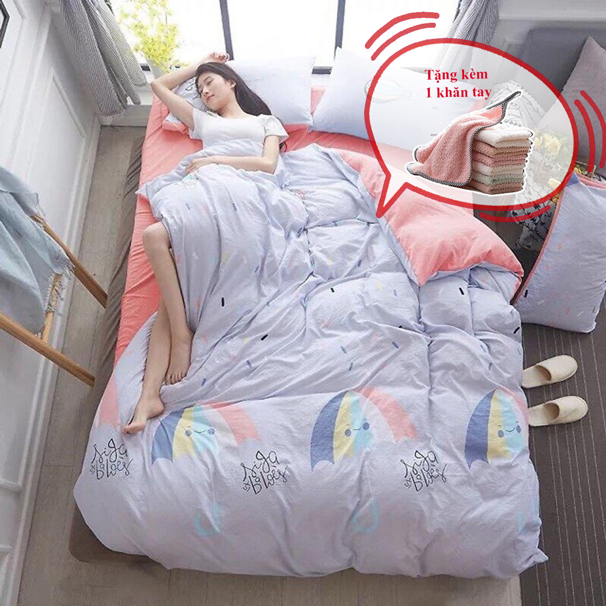 Bộ vỏ chăn ga gối cotton tici Pastel cao cấp A - mẫu mã đa dạng, màu sắc tươi sáng