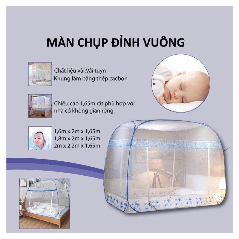 Màn Chụp Đỉnh Vuông Cao Cấp TIẾN ĐẠT - Mẫu Mùng Ngủ Đỉnh Vuông Bằng Đáy Gấp Gọn Thông Minh Tiện Dụng