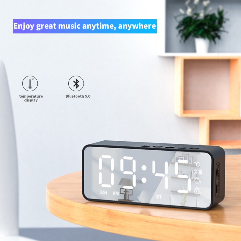 Loa Bluetooth G50 mặt kính kiêm đồng hồ báo thức, đo nhiệt độ kèm thẻ nhớ 4G Class 10