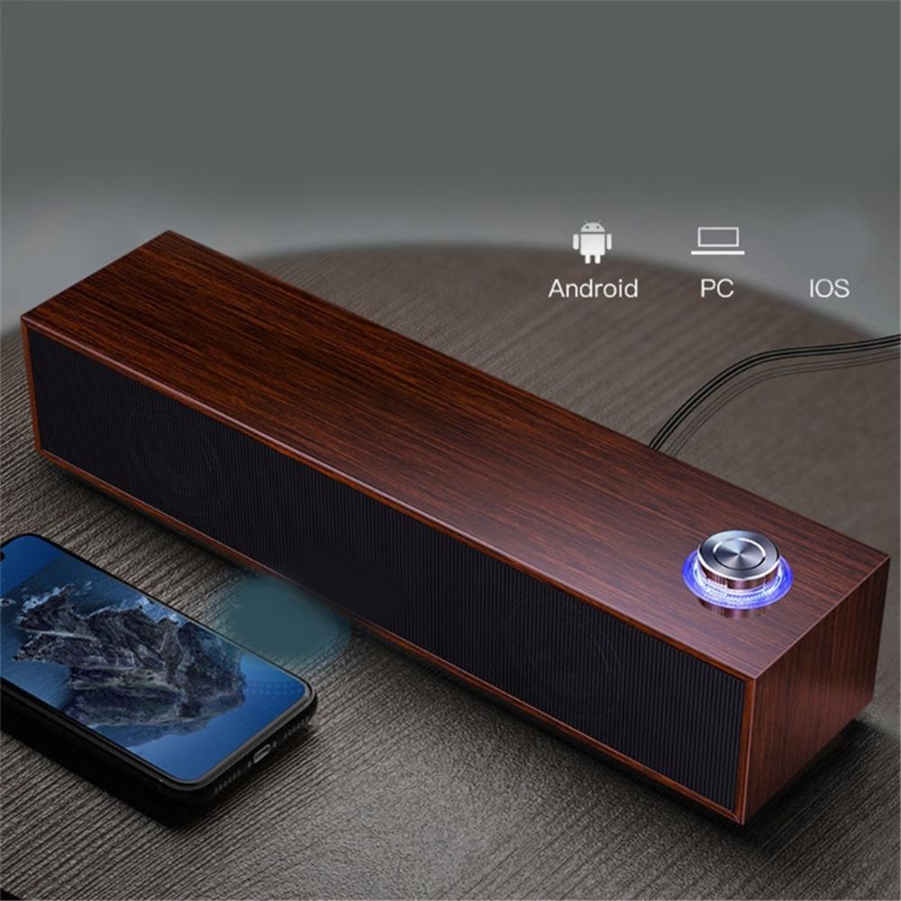 Loa di động có dây Bluetooth 5.0 Loa siêu trầm âm thanh HD bằng gỗ dài Loa âm nhạc vòm USB hỗ trợ ngoài trời Màu sắc: Đen