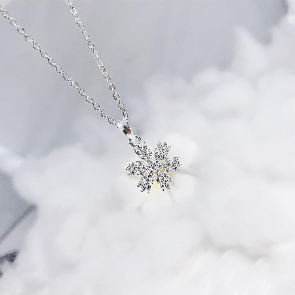 Vòng Cổ Bạc, Dây Chuyền Bạc Hoa Tuyết Lấp Lánh Nạm Đá Tấm Sang Trọng TNC JEWELLERY