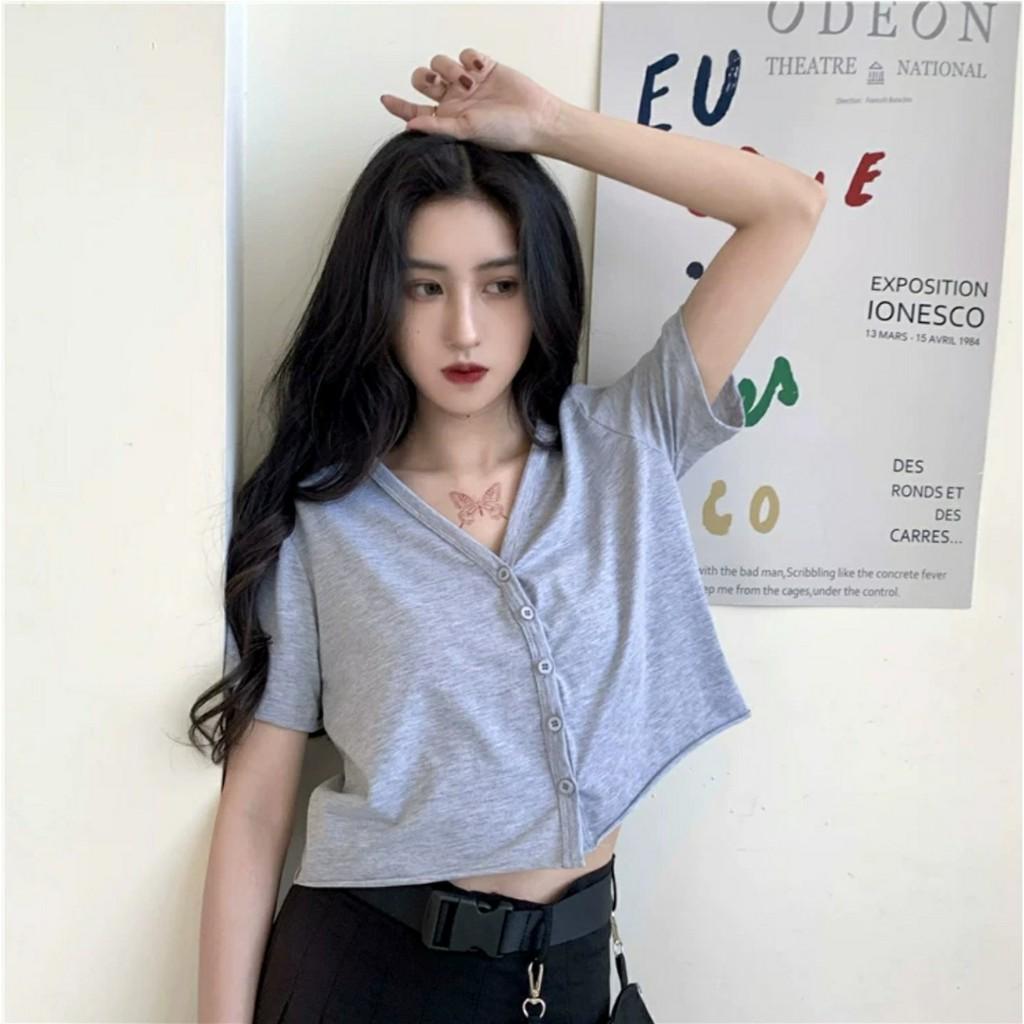 Áo Croptop YUNI Cổ Tim Tay Lỡ Unisex (7 Màu) - D03