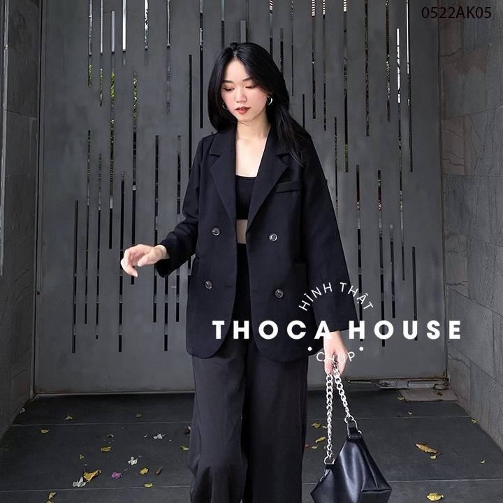 áo blazer khoác vest công sở túi nấp 4 nút trơn THOCA HOUSE đen, nude, nâu, mặc đi làm phối đồ xinh