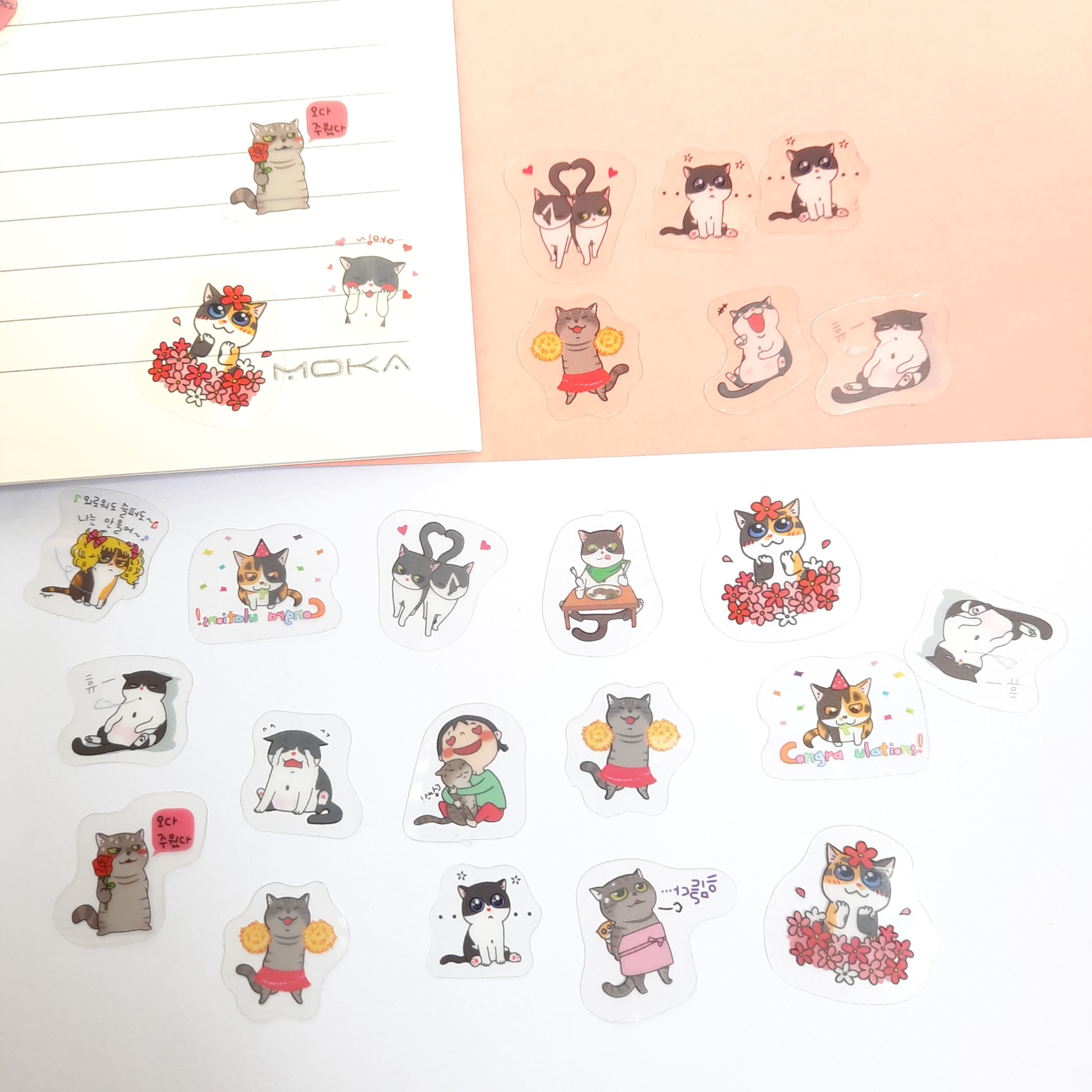 Bộ 60 Sticker Hình Dán Mini Bốn Con Mèo