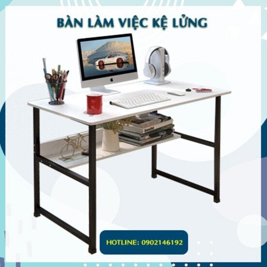 BÀN HỌC - BÀN LÀM VIỆC CHÂN SẮT CÓ KỆ LỬNG