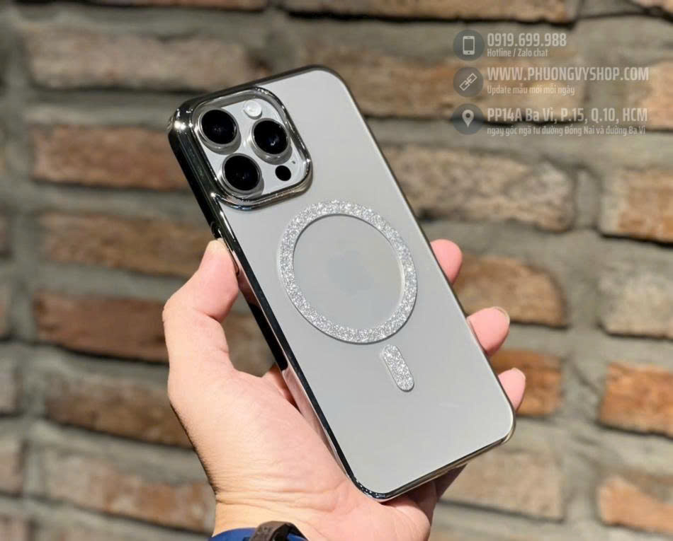 Ốp Memumi Kim tuyến hỗ trọ sạc từ tính dành iPhone 16 Pro  - Hàng nhập khẩu