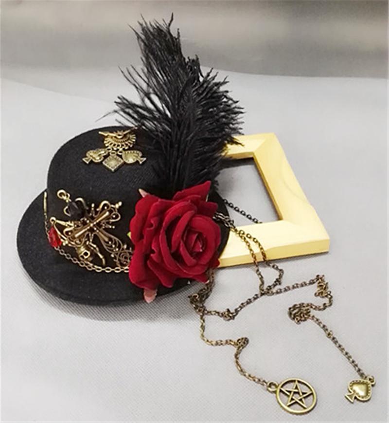 Bé Gái Vintage Phong Cách Khoa Học Viễn Tưởng Nón Fedora Lolita Ít Nón Mini Mũ Tóc Hoa Lông Vũ Trang Trí Mũ Nón Mũ Trụ Cosplay