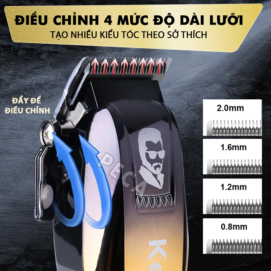 Tông đơ cắt tóc chuyên nghiệp Kemei KM-709A sạc nhanh USB có màn hình LCD hiển thị - Hàng chính hãng ( Giao màu ngẫu nhiên )