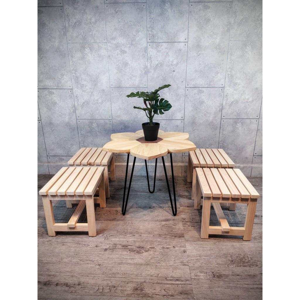 Ghế đôn gỗ thông Hinoki cao cấp - ngồi phòng khách, bàn trà