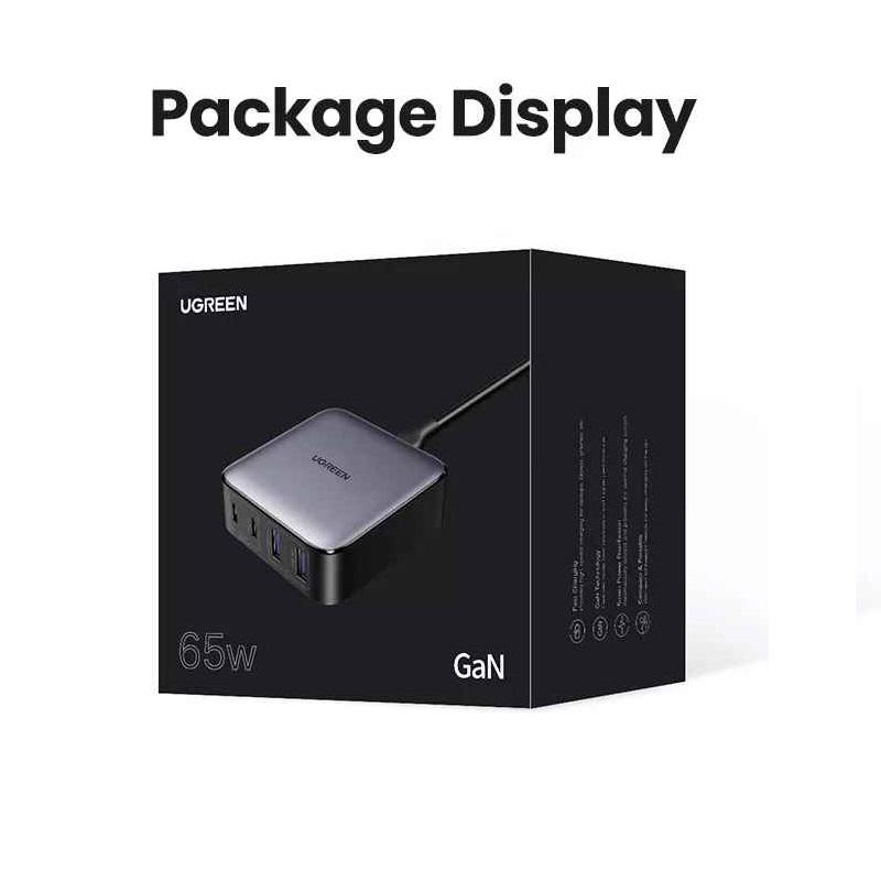 Ugreen UG90735CD327TK 65W Bộ sạc nhanh Nexode gồm 2 cổng USB-C + 2 cổng USB-A dây nguồn dài 1.5M chuẩn cắm US - HÀNG CHÍNH HÃNG