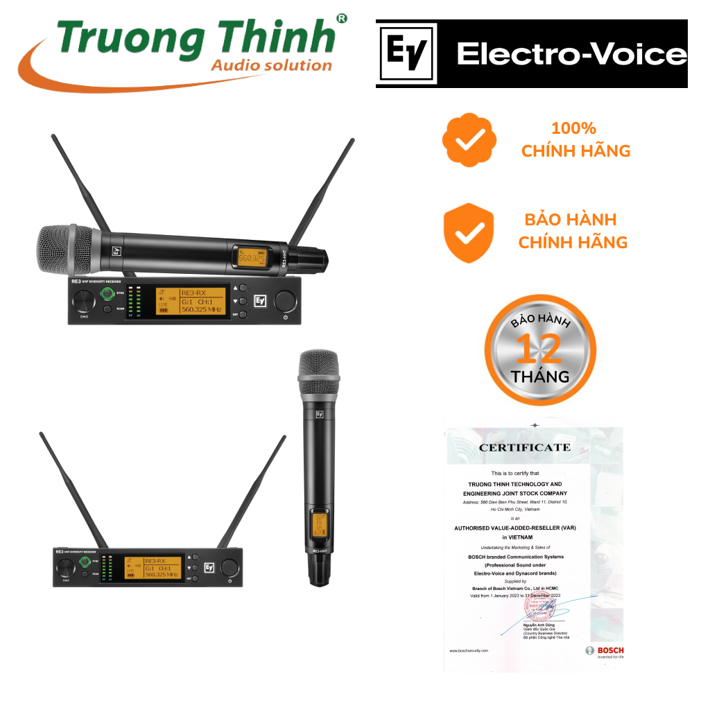 Bộ micro không dây cầm tay 1 mic Electrovoice RE3RE520 - Electro-Voice RE3-RE520 - Hàng chính hãng
