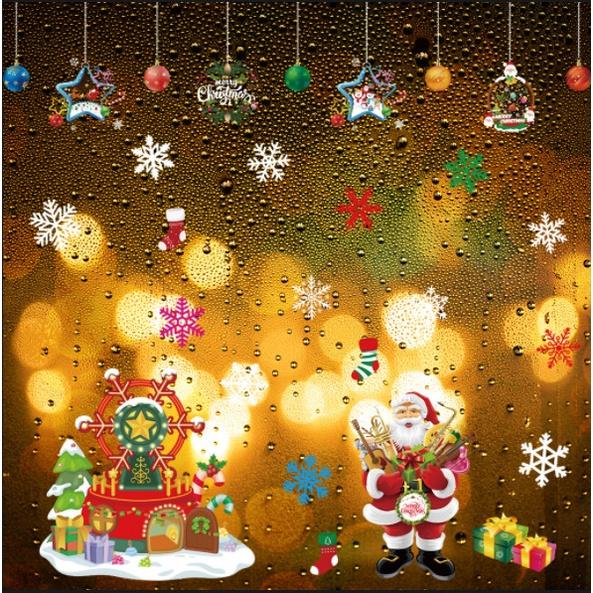 Decal trang trí Noel Hít Tĩnh Điện 2 mặt - RÈM PHỤ KIỆN PHỐI ĐU QUAY GIÁNG SINH