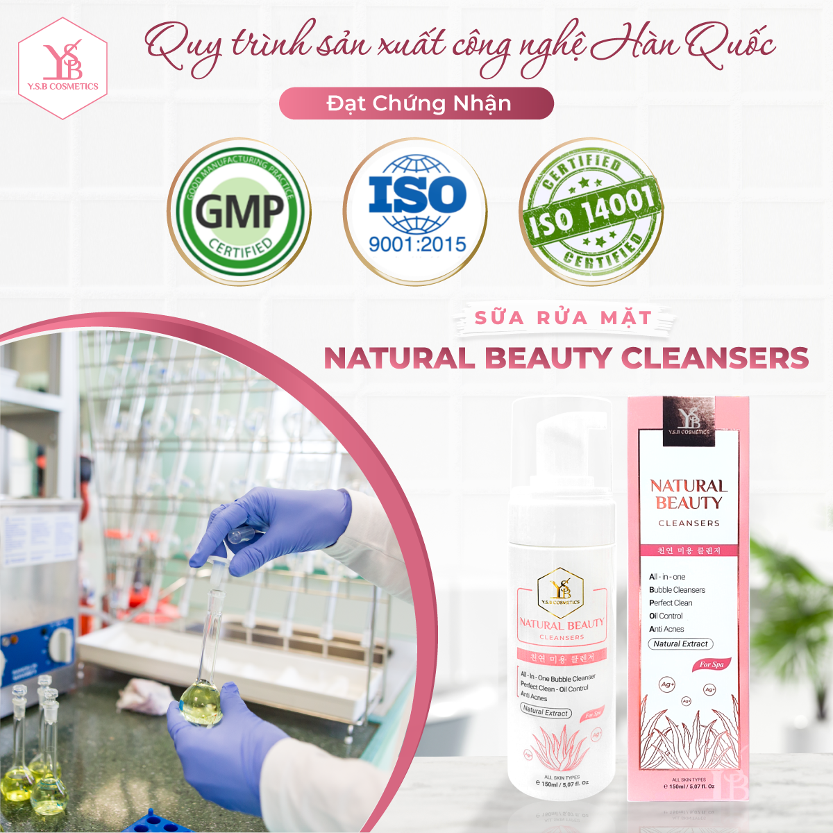 Sữa rửa mặt Nha Đam Nano Bạc NATURAL BEAUTY CLEANSERS