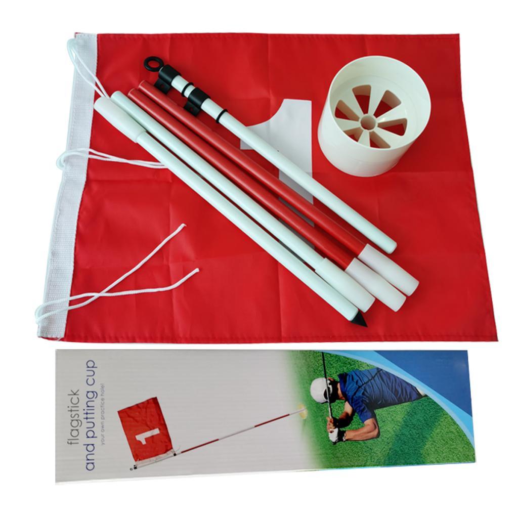 Folding Golf Flag Stick Pole Set Putting Hole Cup Mini Iron Putter Travel Iron