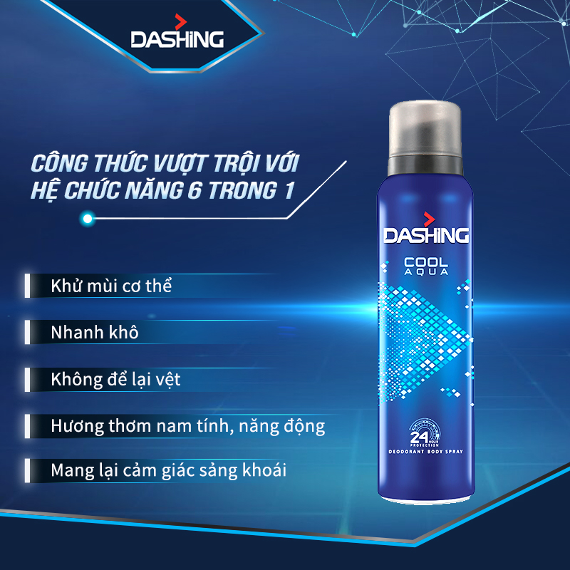 Xịt Khử Mùi Dashing Hương Cool Aqua 125ml