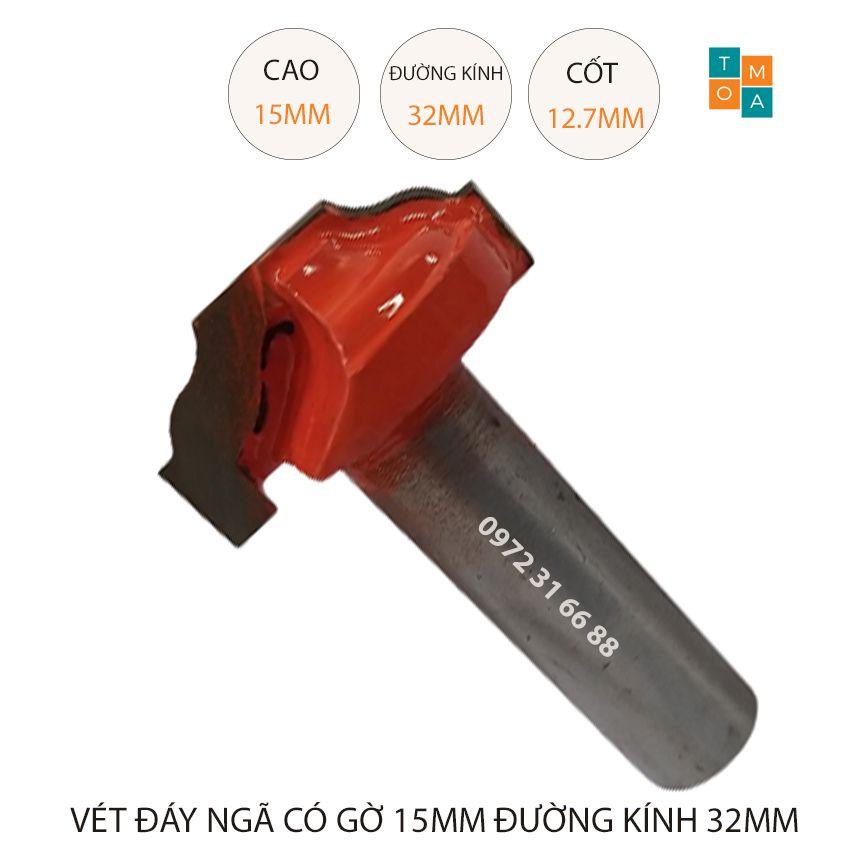 MŨI SOI GỖ - MŨI PHAY GỖ VÉT ĐÁY NGÃ CÓ GỜ CAO 15MM ĐƯỜNG KÍNH 32MM, CỐT 12.7 MM HÀNG VIỆT NAM CHẤT LƯỢNG CAO