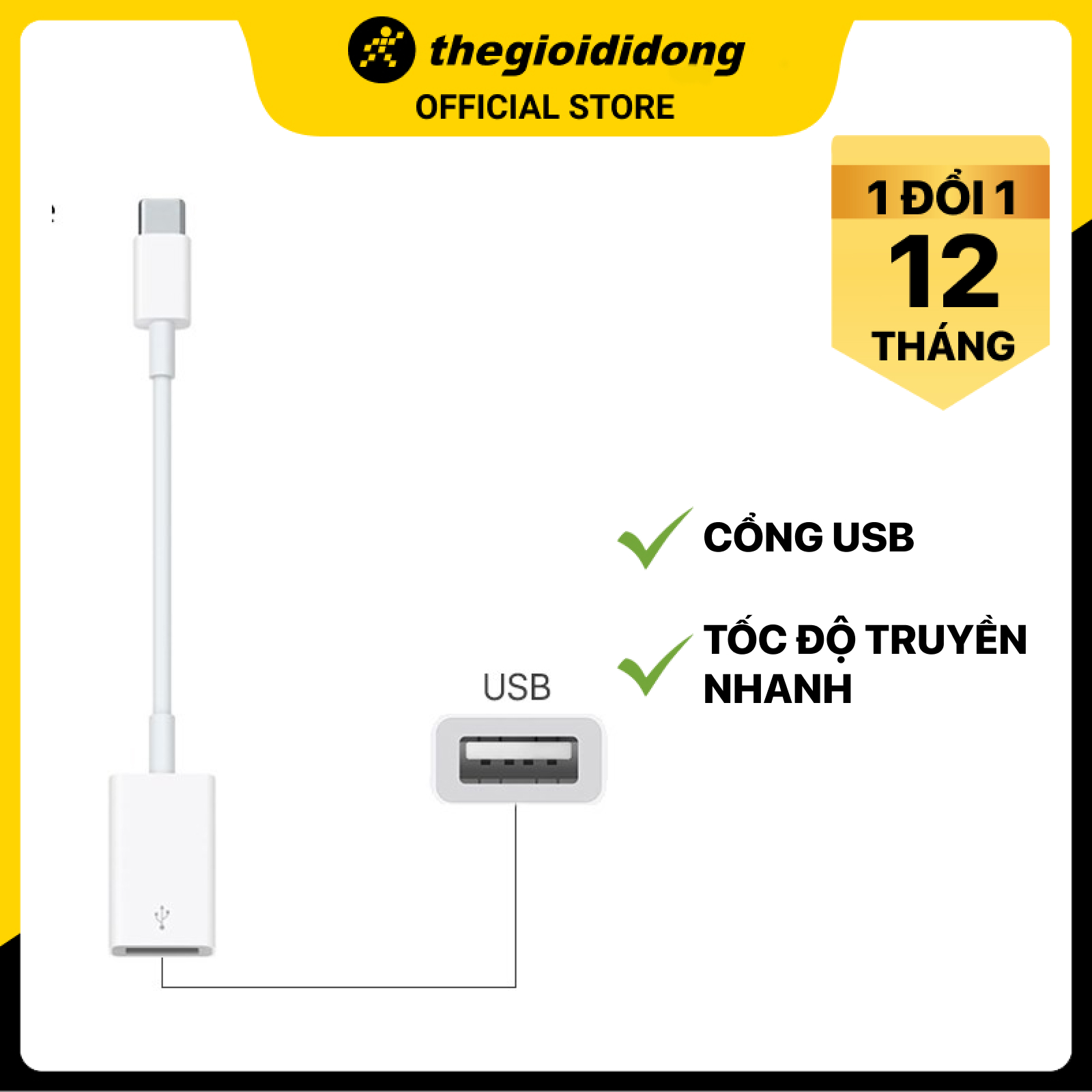 Dây Cáp Chuyển Đổi USB Type-C Sang USB Apple MJ1M2 - Hàng Chính Hãng