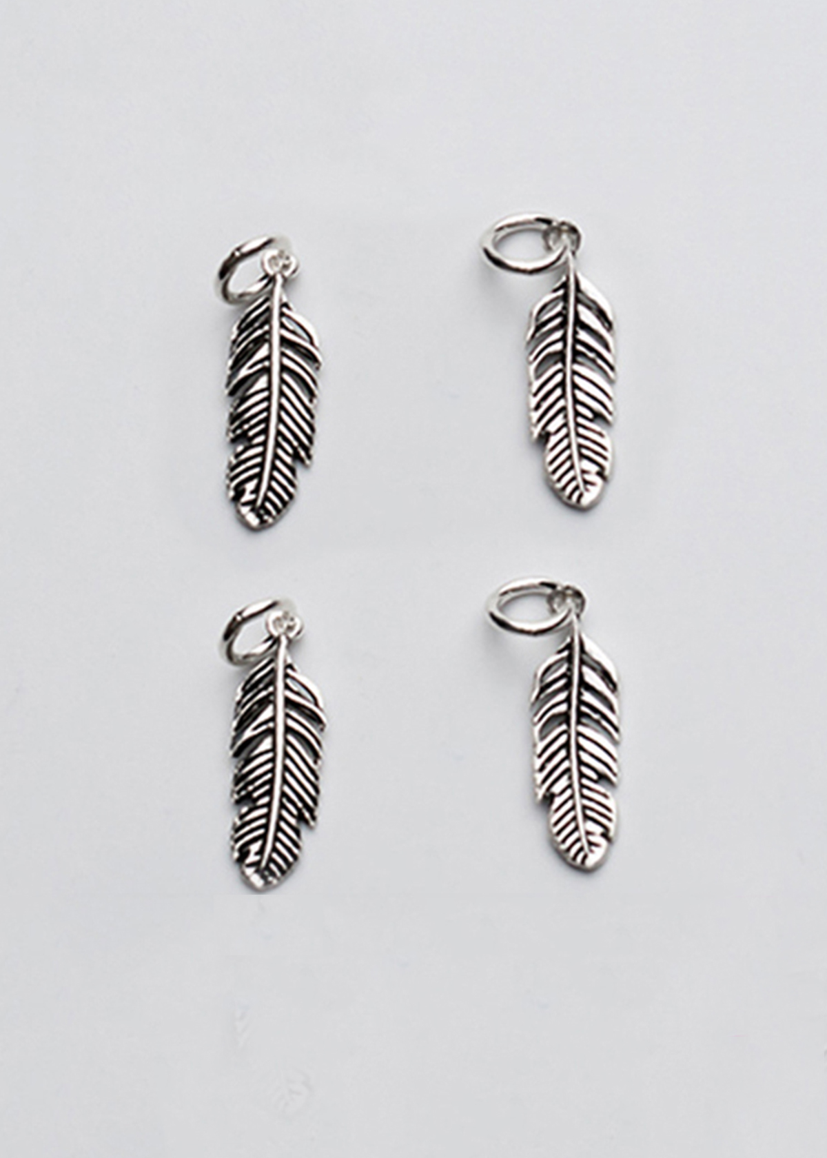 Combo 4 cái charm bạc hình lông vũ treo - Ngọc Quý Gemstones