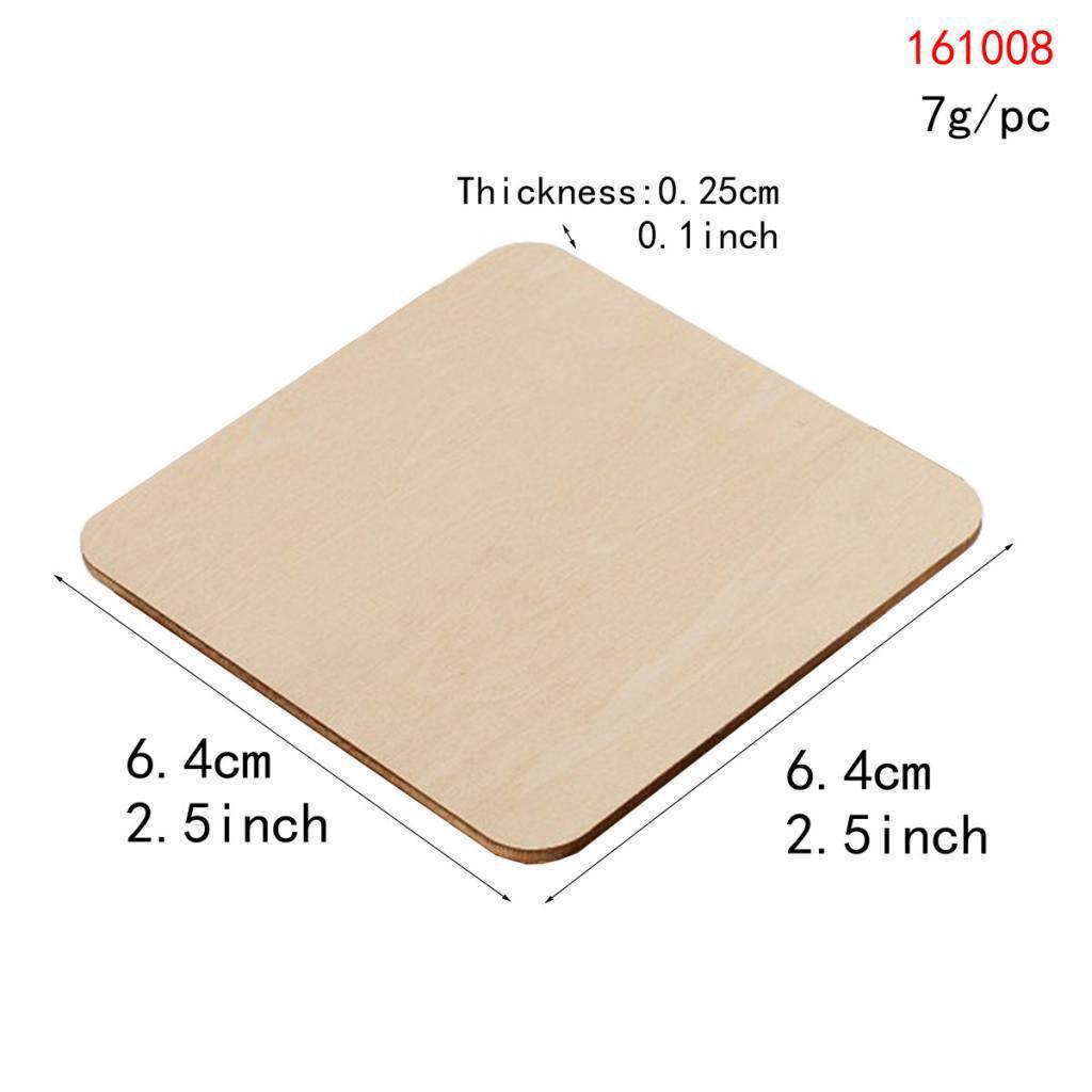 10Pcs/Set Unfinished Wood Cutouts Square Wooden Pieces Blank For Crafts