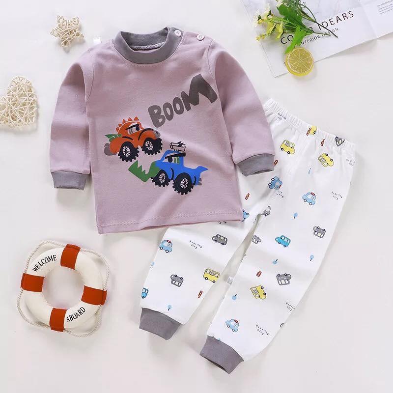Bộ cotton dài tay Quảng Châu cho bé trai bé gái thu đông 2020-M7