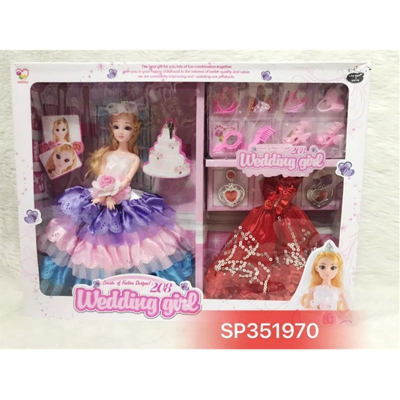 Hộp búp bê 1C cô dâu cầm bông, mắt thủy tinh, 208-93AB - SP351970