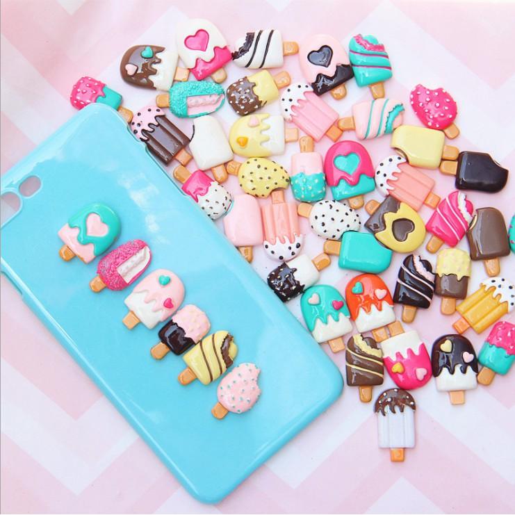 Charm các mẫu kem que nhỏ xinh đáng yêu dùng trang trí vỏ điện thoại, dán Jibbitz, DIY