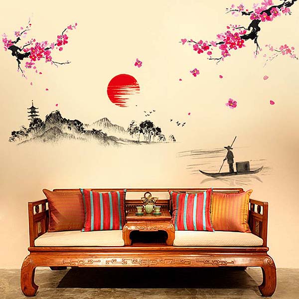 Decal Dán Tường Tranh Thủy Mặc DKN015