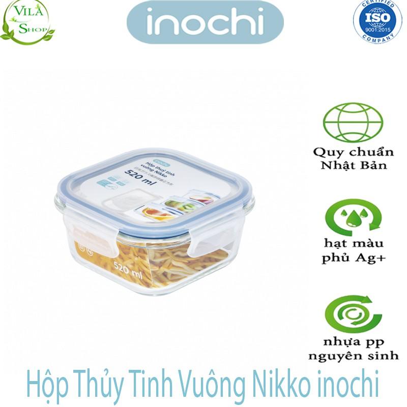 Hộp Thực Phẩm, Hộp Thủy Tinh Chịu Nhiệt Hình Vuông, Thủy Tinh Cao Cấp Inochi Sử Dụng An Toàn Trong Lò Vi Sóng