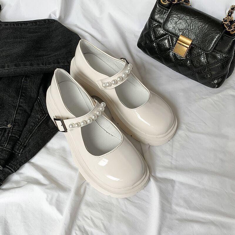 Giày lolita Nữ Da Bóng FAROSA giày ulzzang phong cách Hàn quốc mary quai cài đế cao cá tính năng động cực hót D36