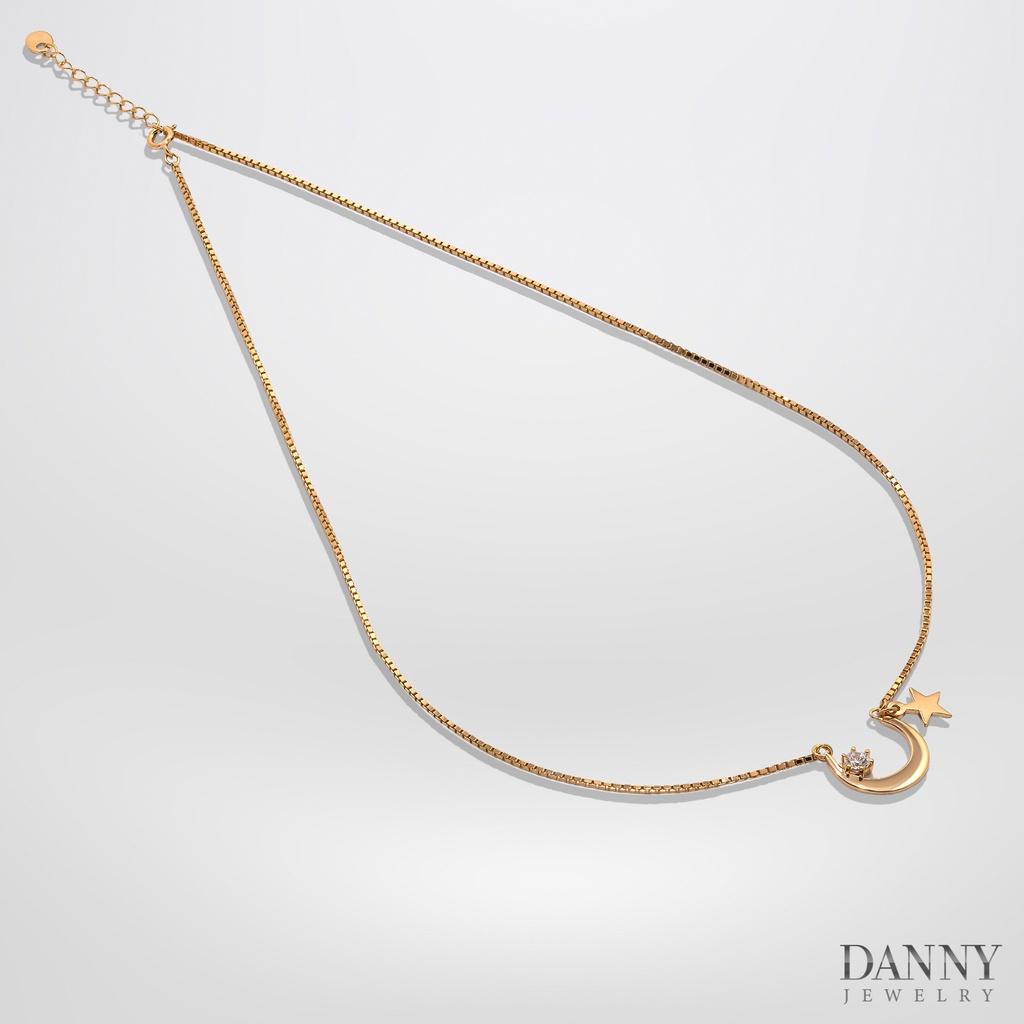 Dây Chuyền Có Mặt Danny Jewelry Bạc 925 Xi Vàng Hồng Hình Trăng Sao & Đá CZ DM042
