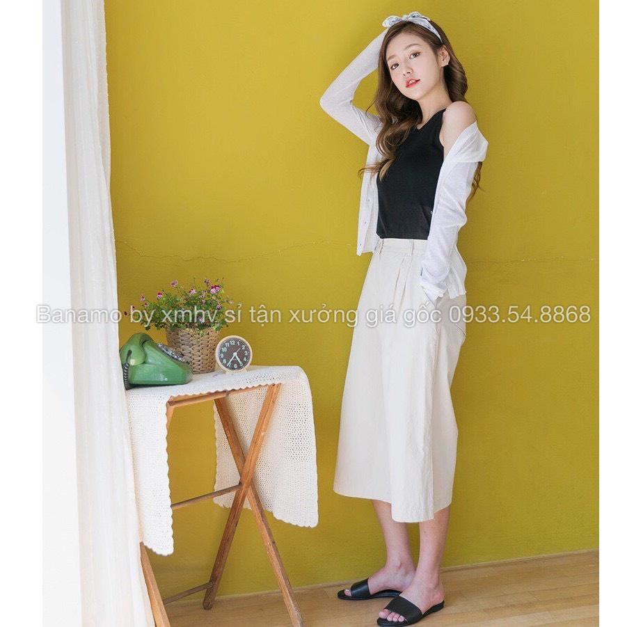 Quần ống rộng vải đũi xuông dáng lỡ dài 80cm thời trang quần sớ đũi 921-80