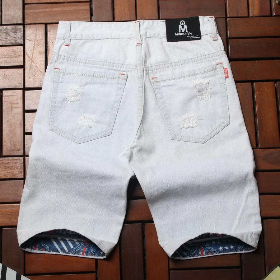 Quần short jean nam xanh bạc rách GN32 Gấu Nâu