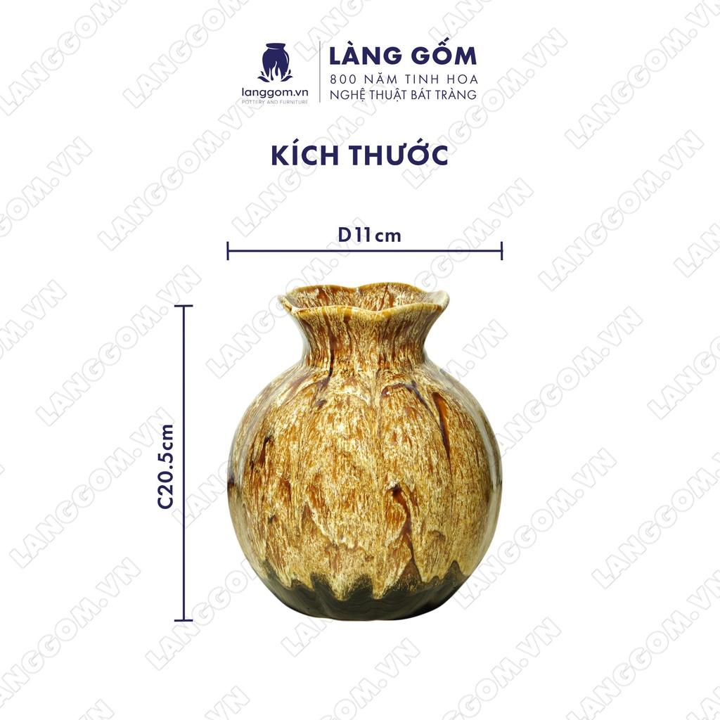 Bình hoa, lọ hoa Gốm sứ Bát Tràng cao cấp men hỏa biến dáng quả hồng dùng làm quà tặng, trang trí - Làng Gốm Bát Tràng