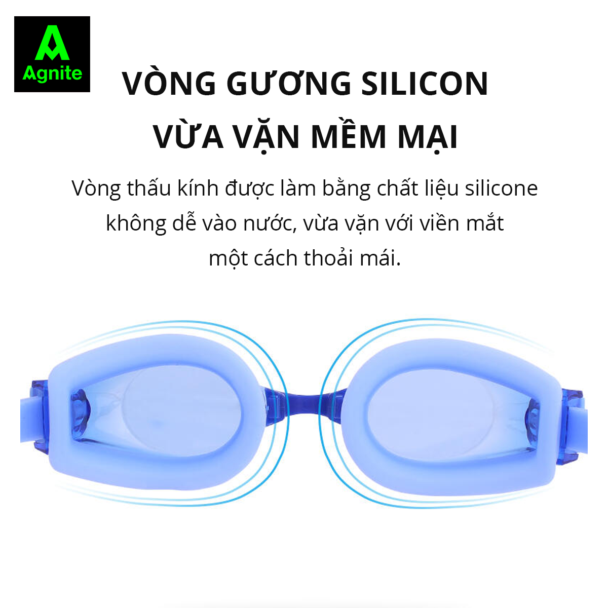 Kính Bơi Người Lớn Nam Nữ Chống Sương Mù Bảo Vệ Mắt Kèm Nút Tai Túi Đựng Agnite - Dây Đeo Silicone Mềm Mại, Thoải Mái - Phù Hợp Cho Vận Động Viên Chuyên Nghiệp Hoặc Người Có Sở Thích Đi Bơi - F6120