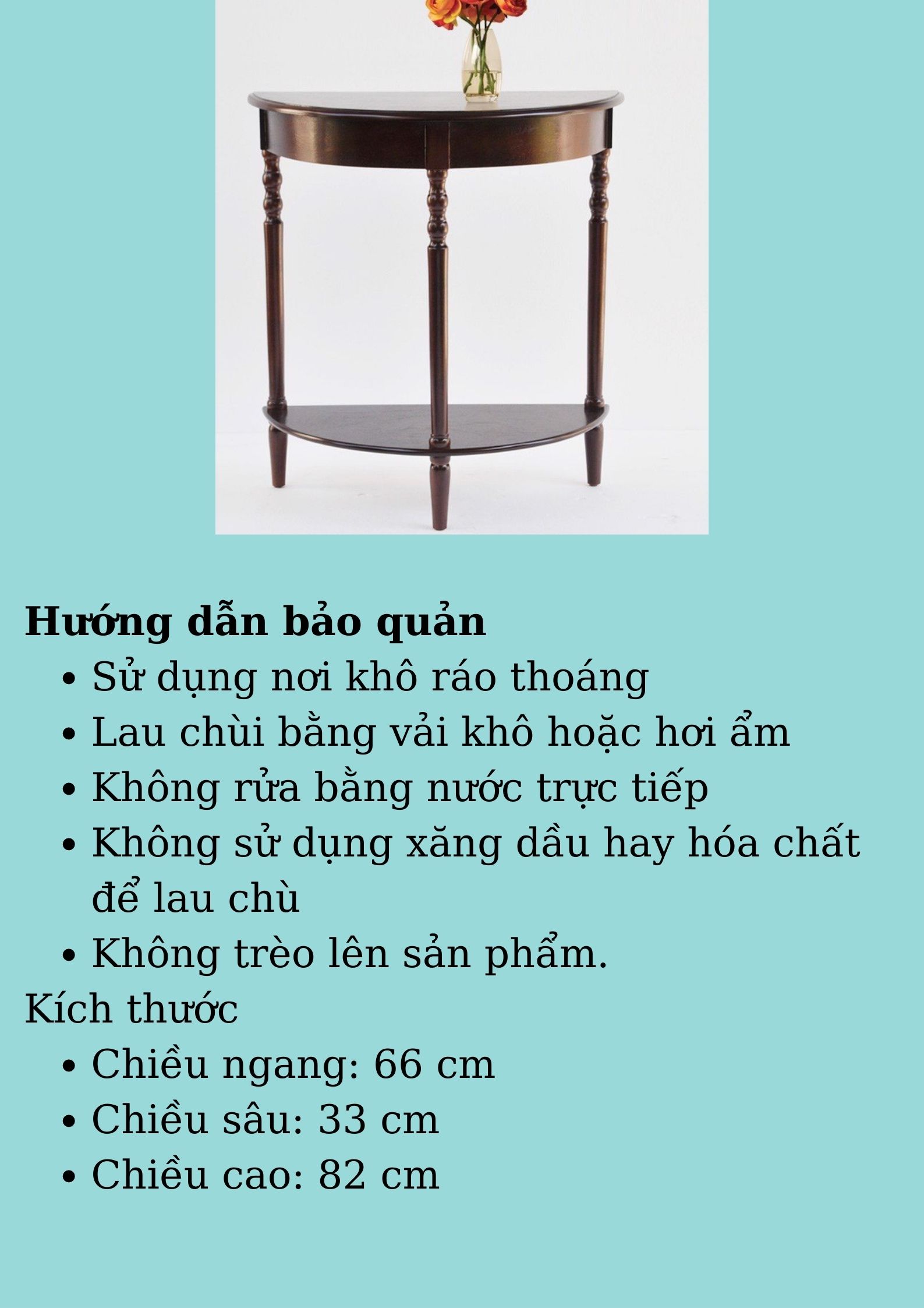 Bàn Console Bán Nguyệt Chân Tiện Màu Nâu 4403 - Thương hiệu Viet Home Decor