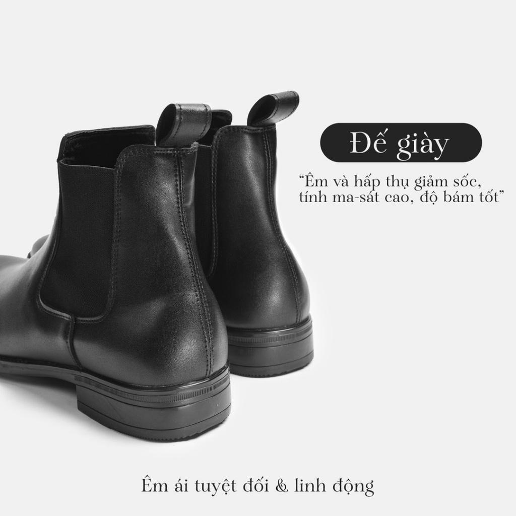 Giày Da Nam Chelsea Boot Cổ Cao Da PU Lịch Lãm, Sang Trọng Và Tăng Chiều Cao QB901