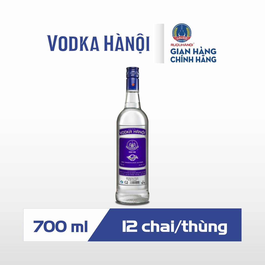 Rươu Vodka Hà Nội nhãn xanh HALICO nồng độ 39,5% chai 700ml không kèm hộp
