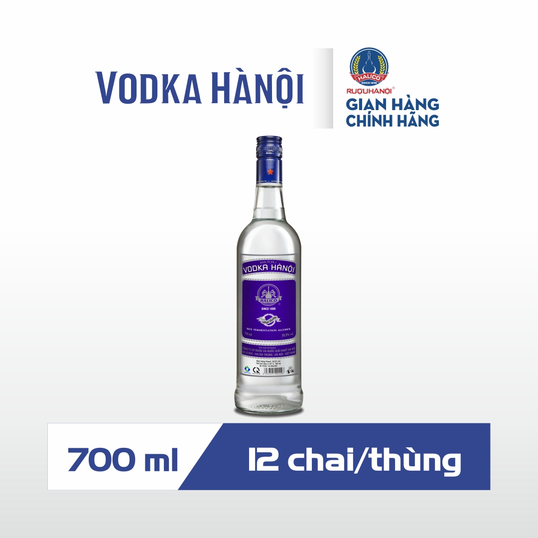 Hình ảnh Rươu Vodka Hà Nội nhãn xanh HALICO nồng độ 39,5% chai 700ml không kèm hộp