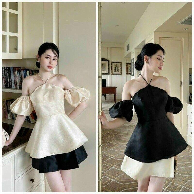 SET ÁO TAPTA CỔ YẾM PHỐI CHÂN VÁY