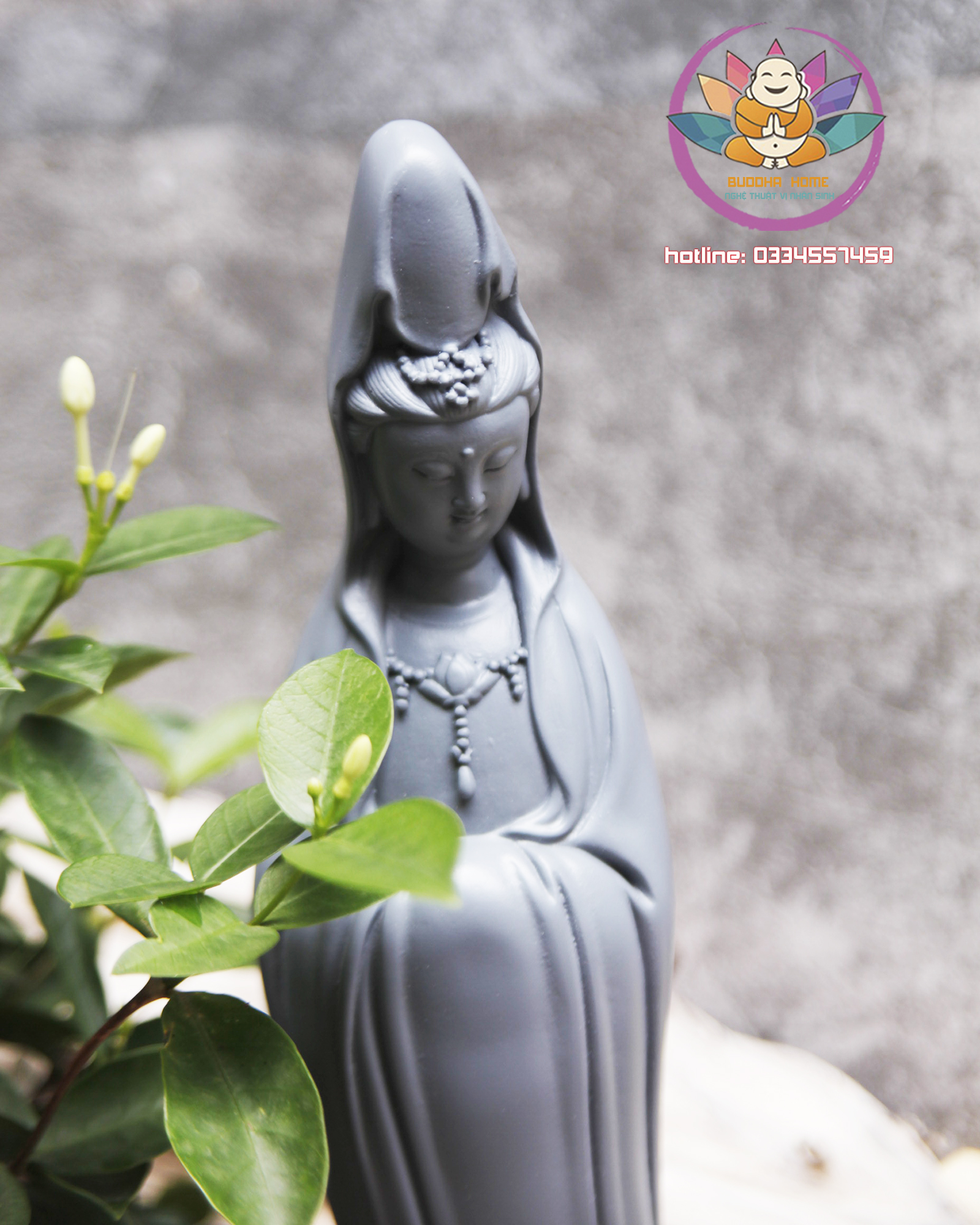Tượng Phật Quan Âm cao 40cm trang trí nội thất nhà cửa- phong thủy