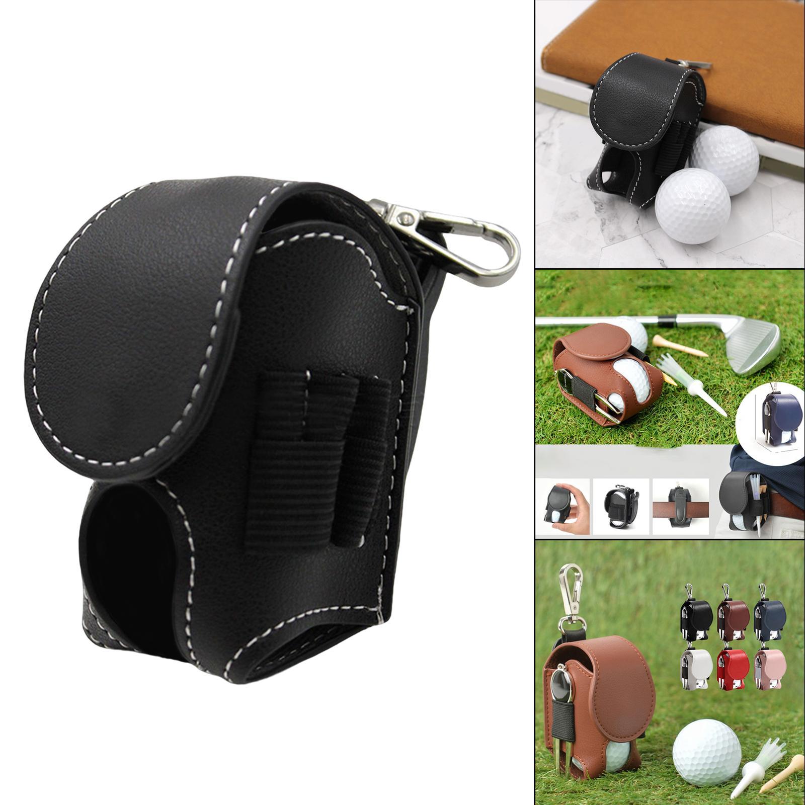 PU Leather Golf Ball Carry Bag Waist Pouch with Hook Golf Accessory