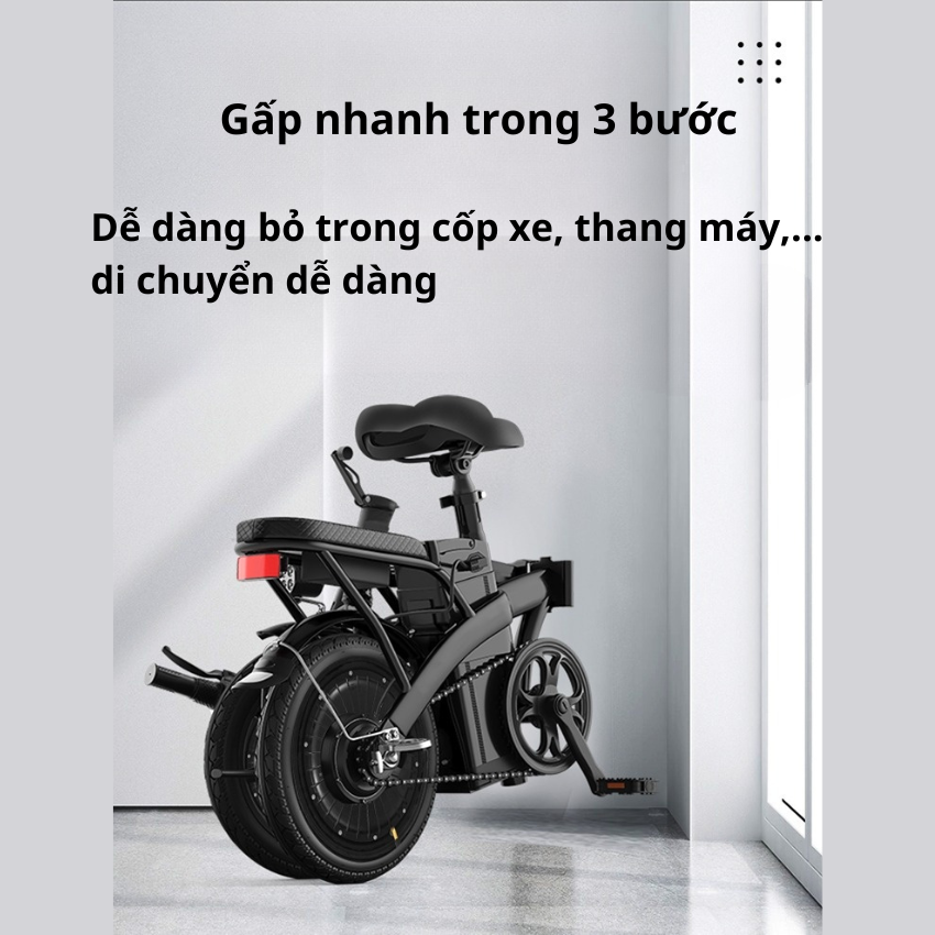 Xe đạp điện gấp gọn XZ-18650 pin trâu 8A- 48V tốc độ 25km/h TẶNG GIỎ VẢI, KHÓA DÂY- xe điện gấp gọn cao cấp phong cách trẻ trung mới nhất