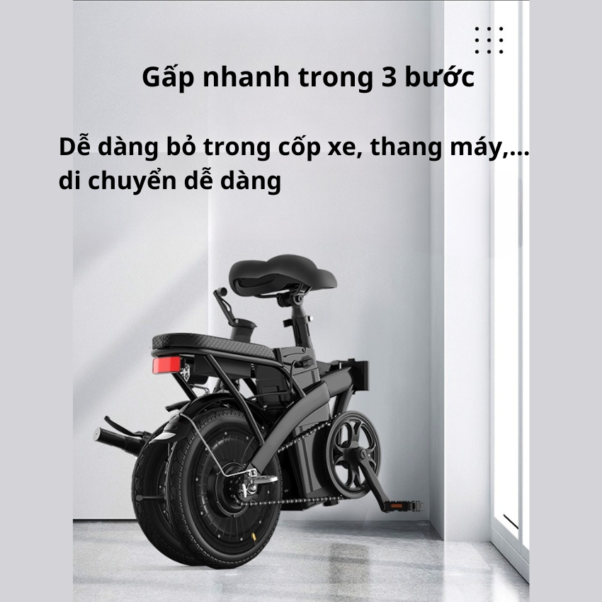 Xe đạp điện gấp gọn XZ-18650 pin trâu 8A- 48V(30km/1 lần sạc) tốc độ 25km/h TẶNG GIỎ VẢI, KHÓA DÂY- xe điện gấp gọn cao cấp phong cách trẻ trung mới nhất